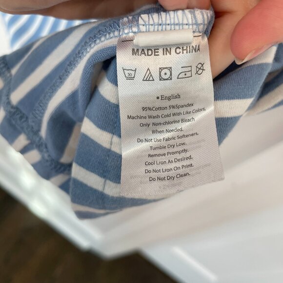 MATERNITY Blue Breton Striped Peplum Top - 3/4 sleeves - Picture 5 of 11